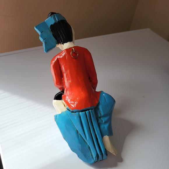 Vintage Carved Wooden Folkart Musician Figure Wall Hanging - Picture 13 of 16